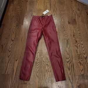New ZARA High rise Garnet leather leggings